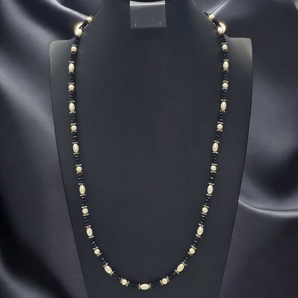 VTG Napier Necklace Estate Collection 1994 Faux Pear Jet Black Glass Book Piece